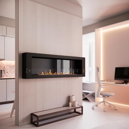 Биокамин SteelHeat WALL  LONG 1800 черный, стекло, стемалит по цене 95 970 руб.